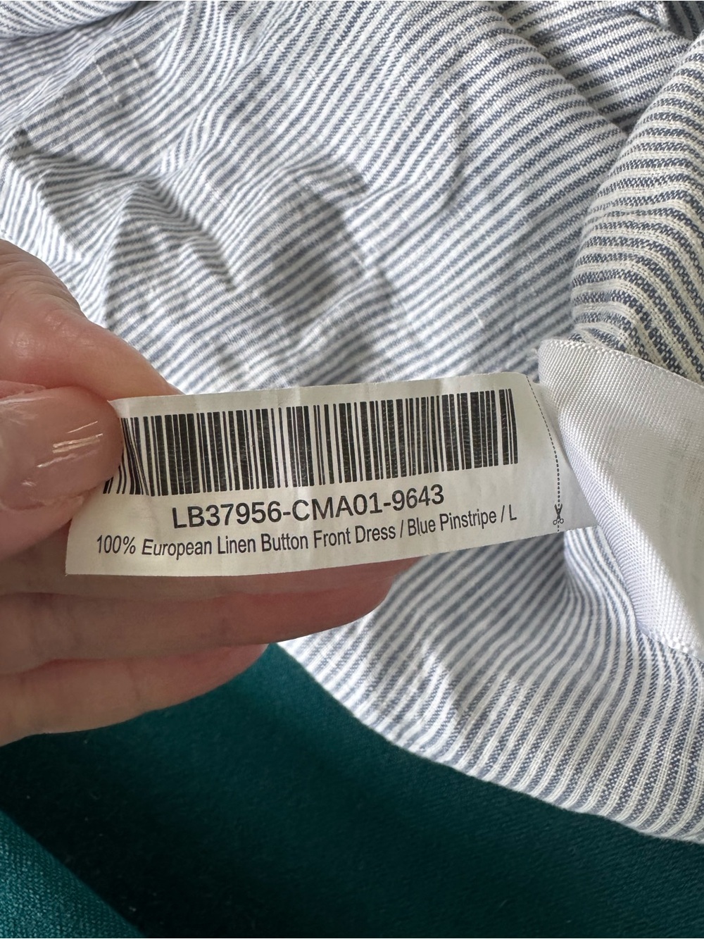 Quince 100% Linen Buttonfront Dress Blue Pinstripe Size Large - Picture 6 of 8